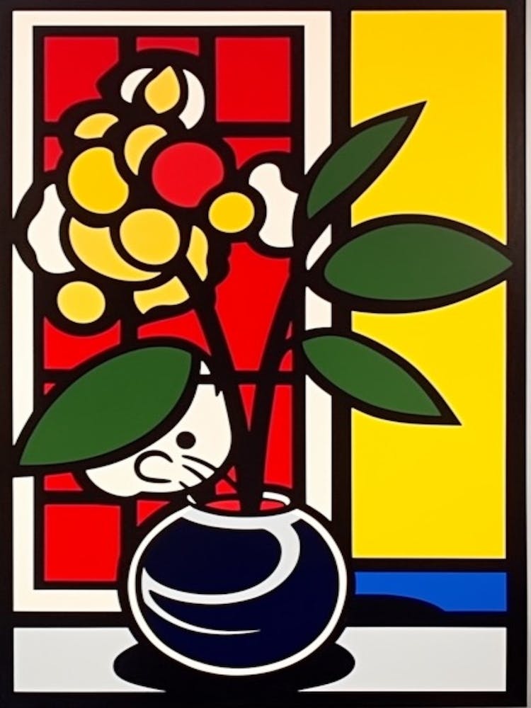 Camelia Flower Still Life  3 Pop Art Style