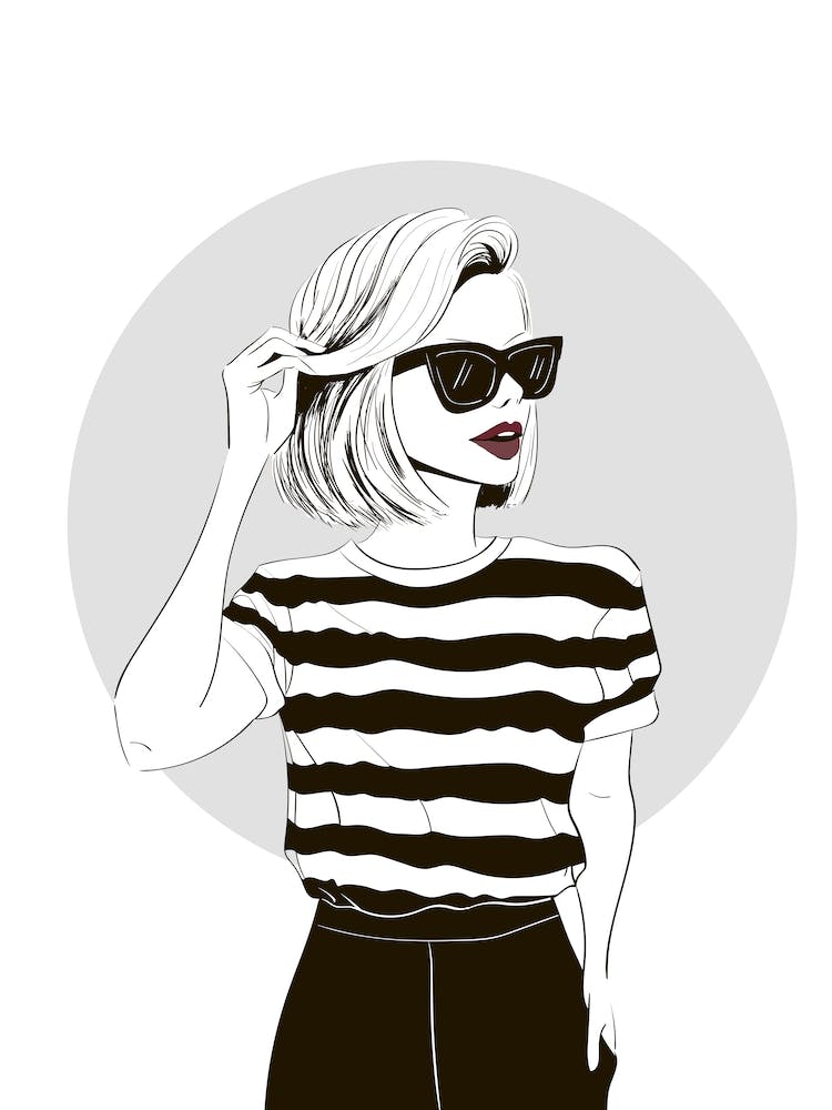 Black And White Girl With Sunglasses