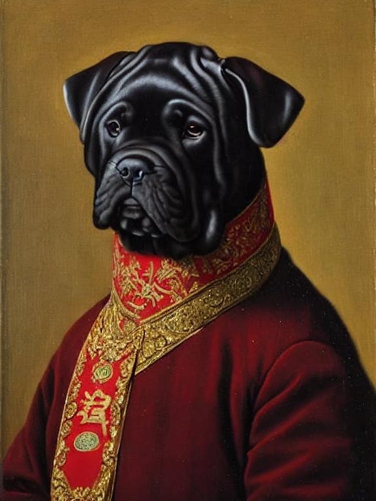 Chinese Shar Pei 3 Renaissance Portrait Oil Painting