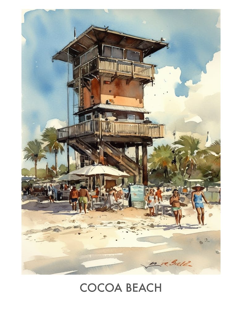 Cocoa Beach Watercolor 3travel Poster