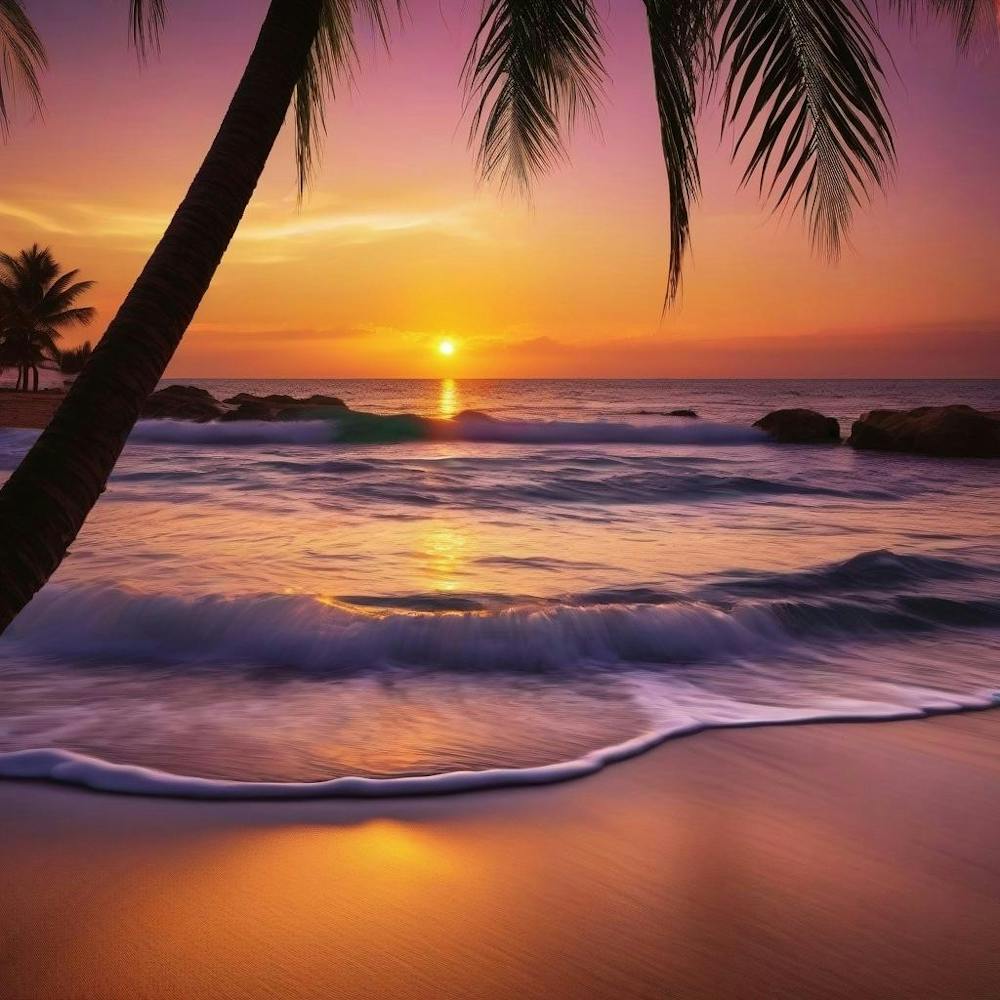 Coucher de soleil sur la plage