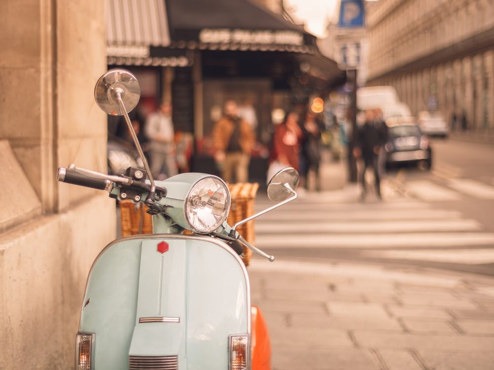 Light Blue Scooter In Paris