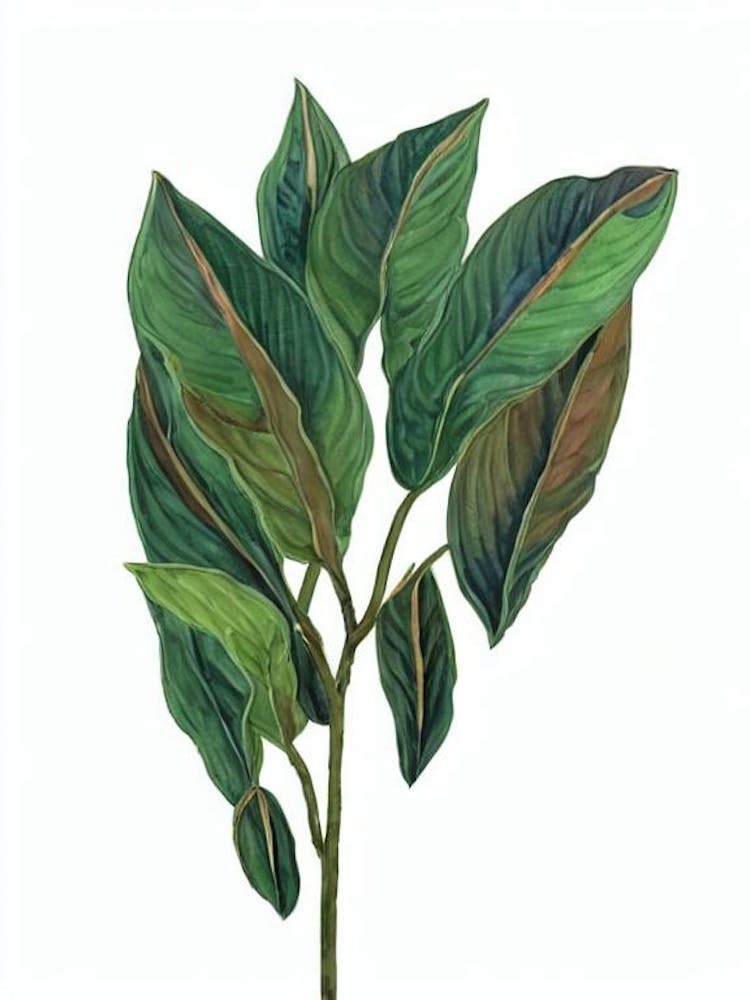 Zebra Plant (Aphelandra Squarrosa) Watercolor