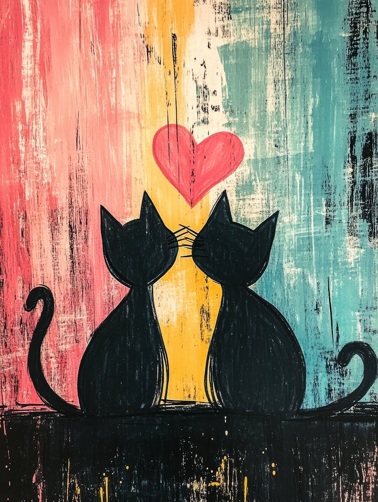 Zwei sich küssende Katzen