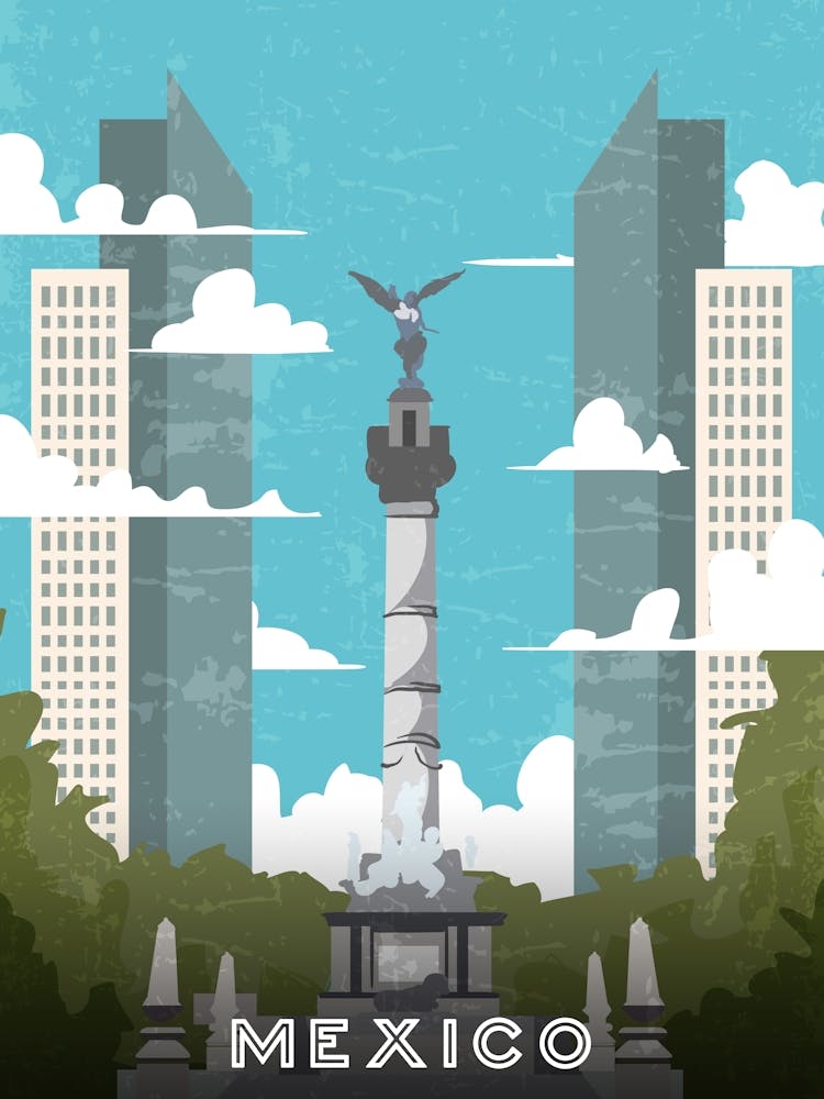 Mexico, Mexico — Retro travel minimalist poster