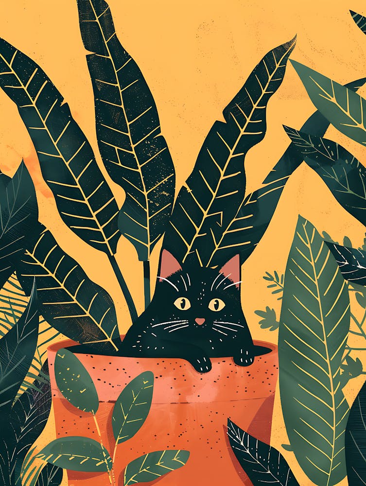 Cute Black Cat in a Plant Pot 15
