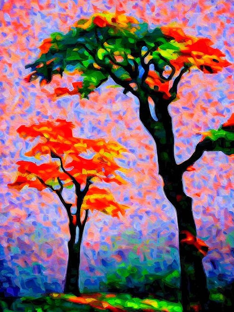 Flame Maple Tree Cubist 2
