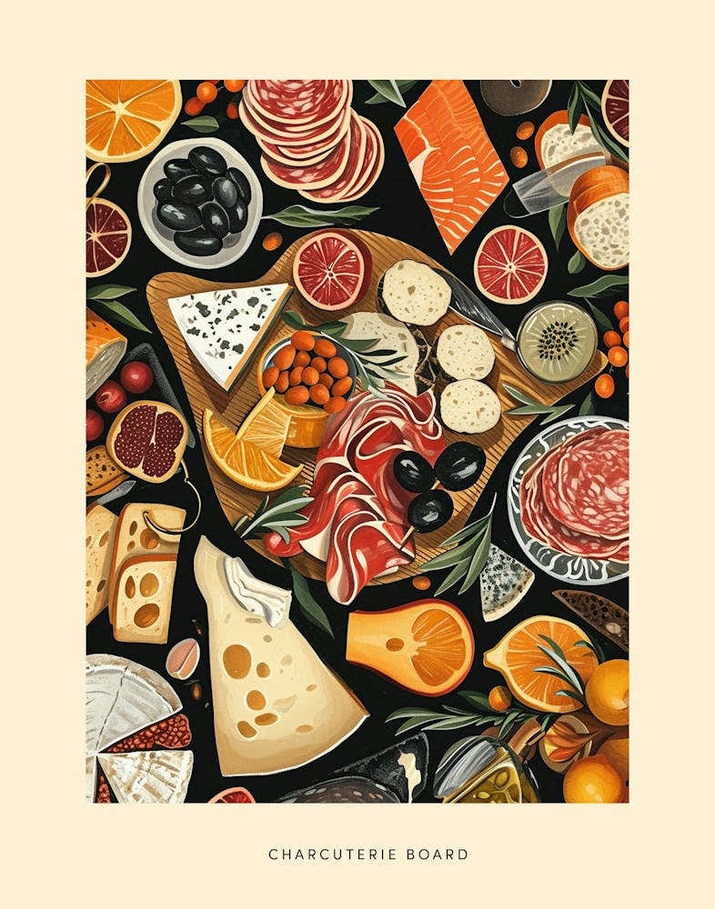 Charcuterie Board Art Deco Poster 1