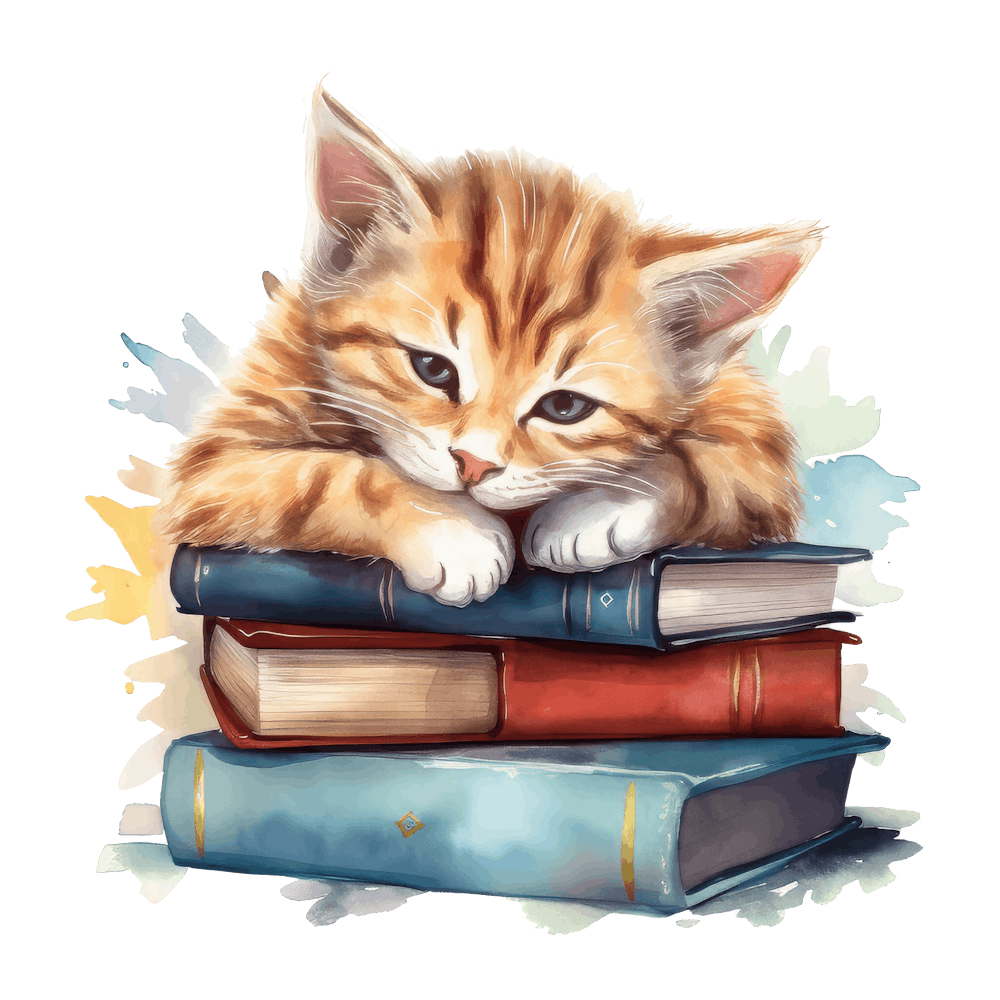Cat Sleeping On Books 21
