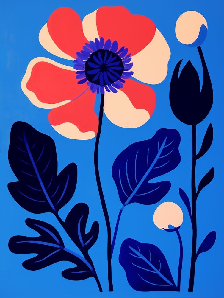 Blue Flower Illustration Poppy 4