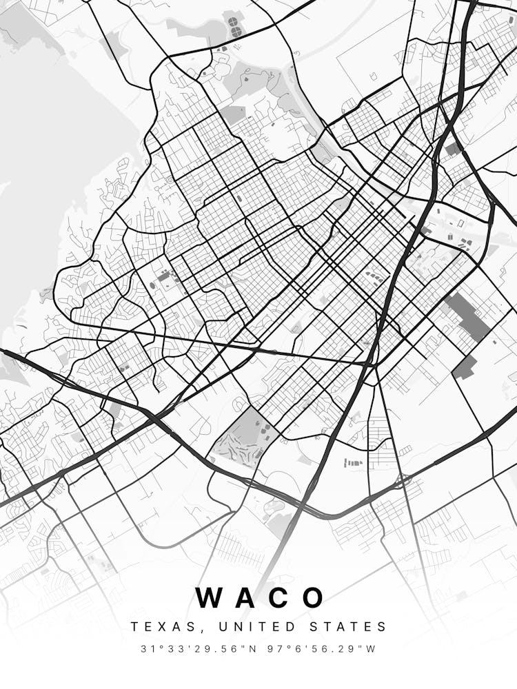 Waco Texas Usa White Map