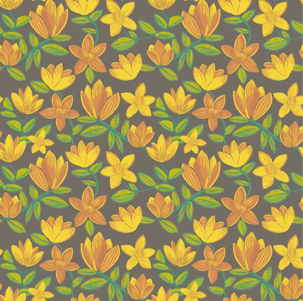 Yellow Lilies On A Grey Background
