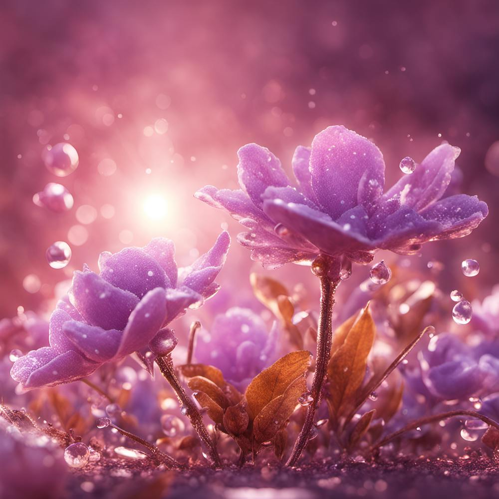 Purple Flowers With Water Droplets