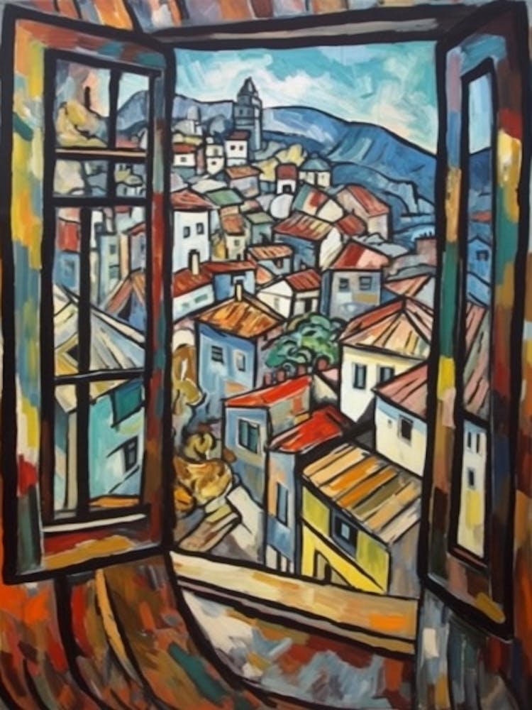 Window View Of Rio De Janeiro Of In The Style Of Cubism 2