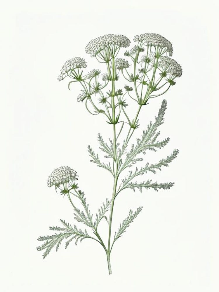 Yarrow Floral Quentin Blake Inspired Illustration Flower