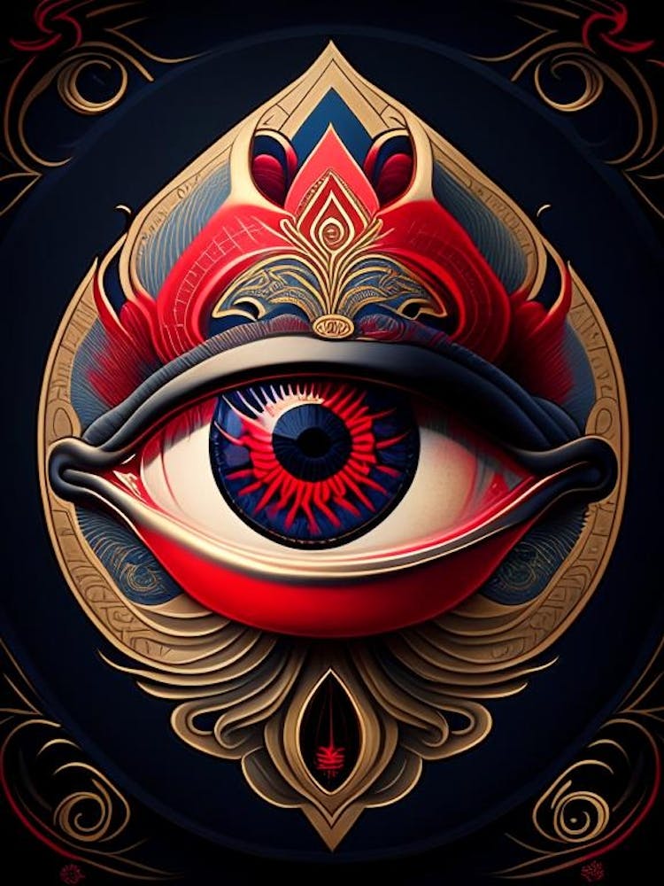 Third Eye Symbol 6, Japanese Ukiyo E Style