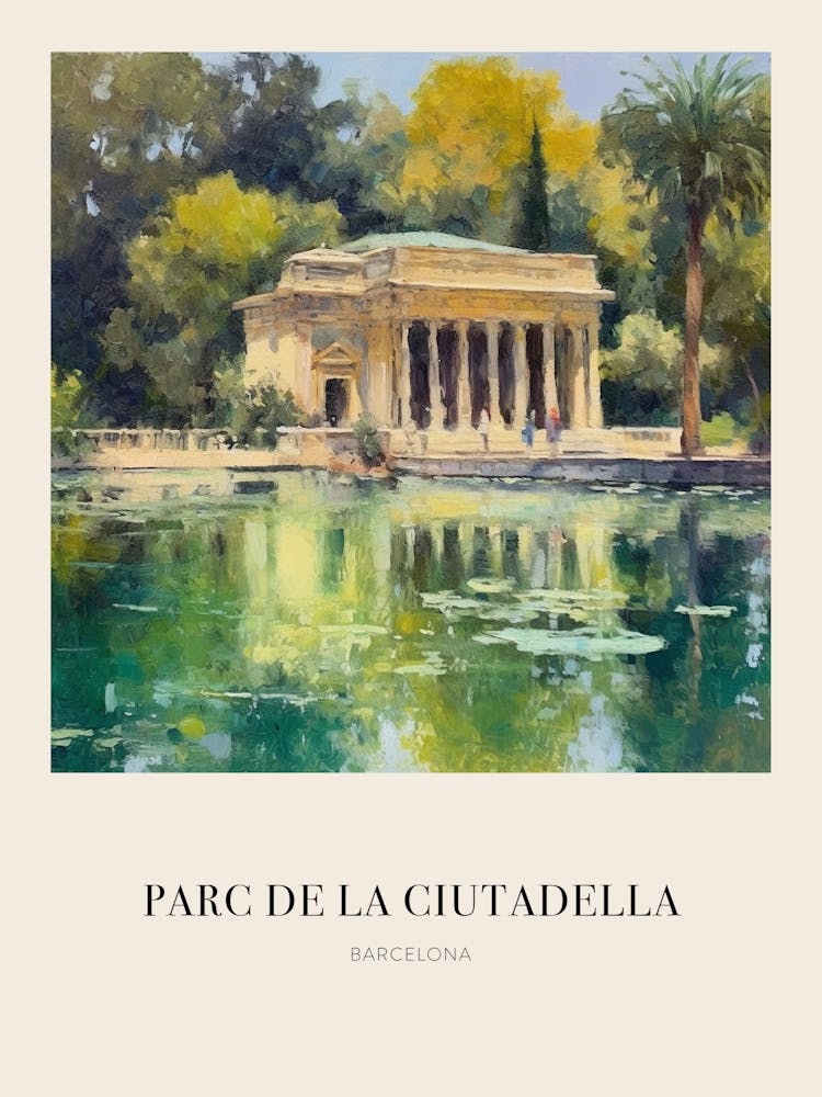 Parc De La Ciutadella Barcelona Spain Vintage Cezanne Inspired Poster