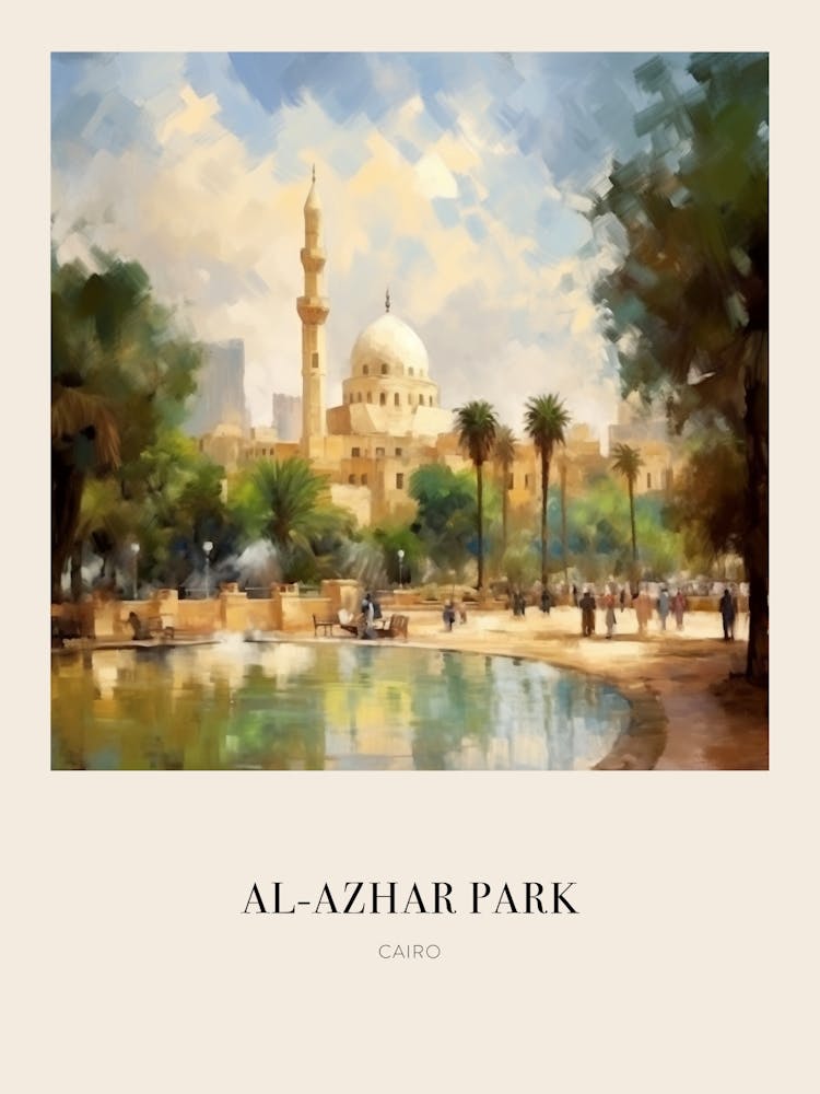 Al Azhar Park Cairo Egypt 3 Vintage Cezanne Inspired Poster