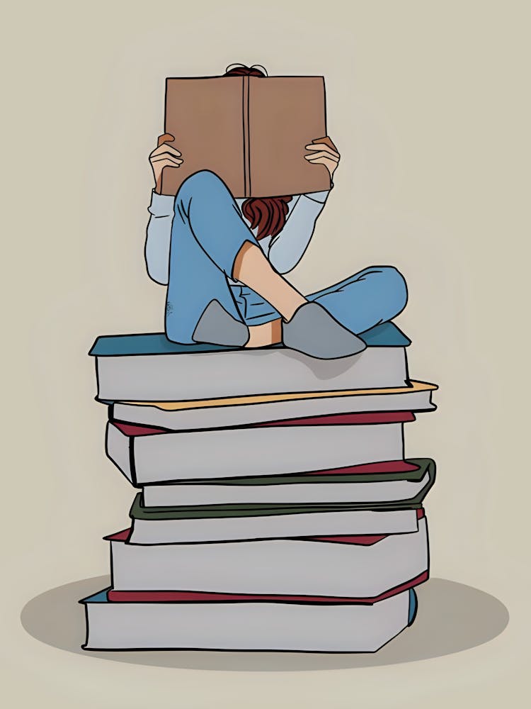 Illustration Of A Girl Reading A Book