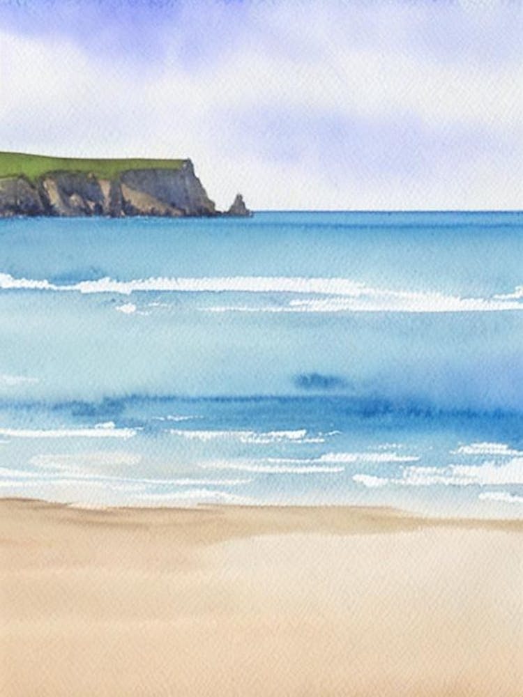 Perranporth Beach 2, Cornwall Watercolour
