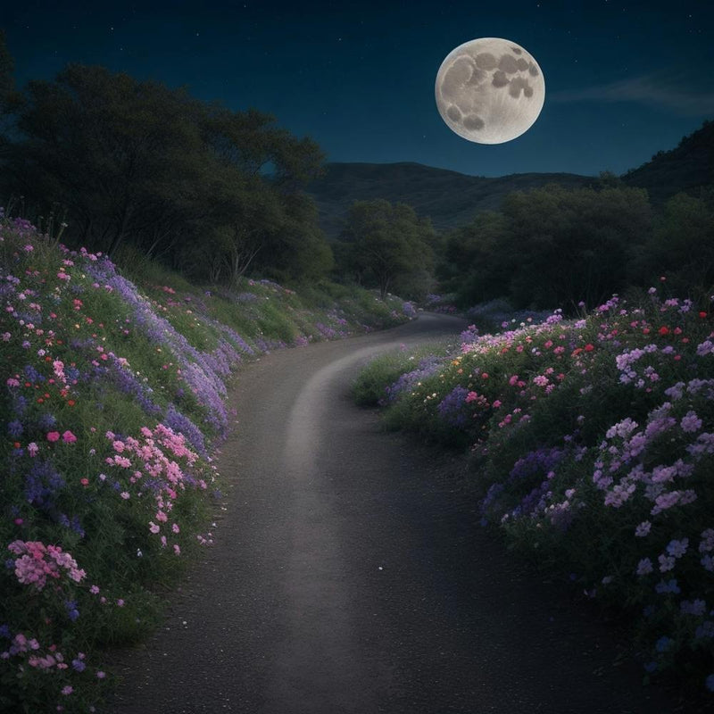 Full Moon Over Flowers