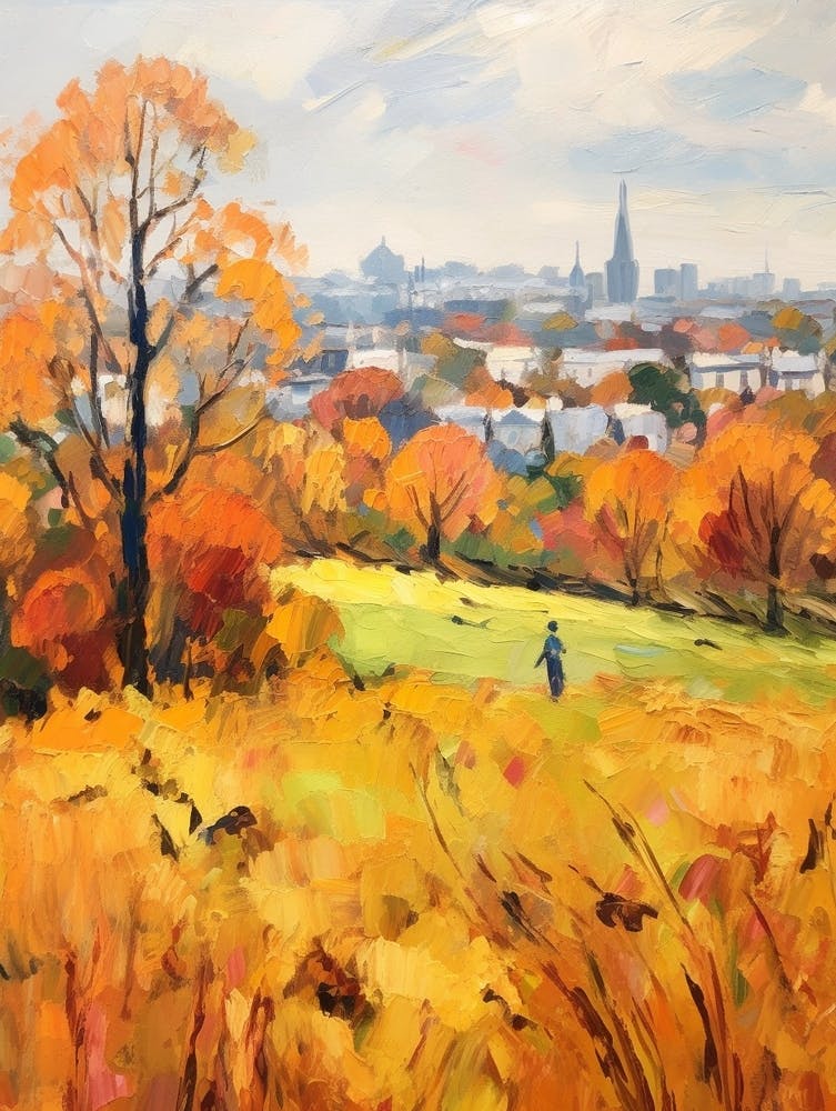 Autumn City Park Painting Primrose Hill London 2