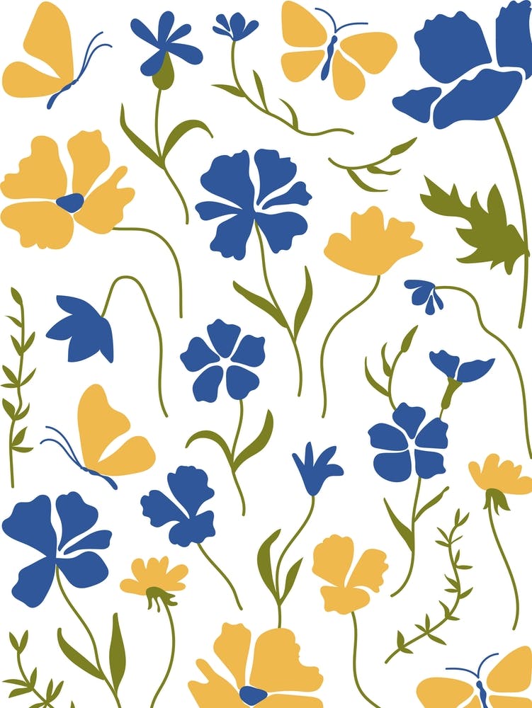 Blaue und gelbe Blumen