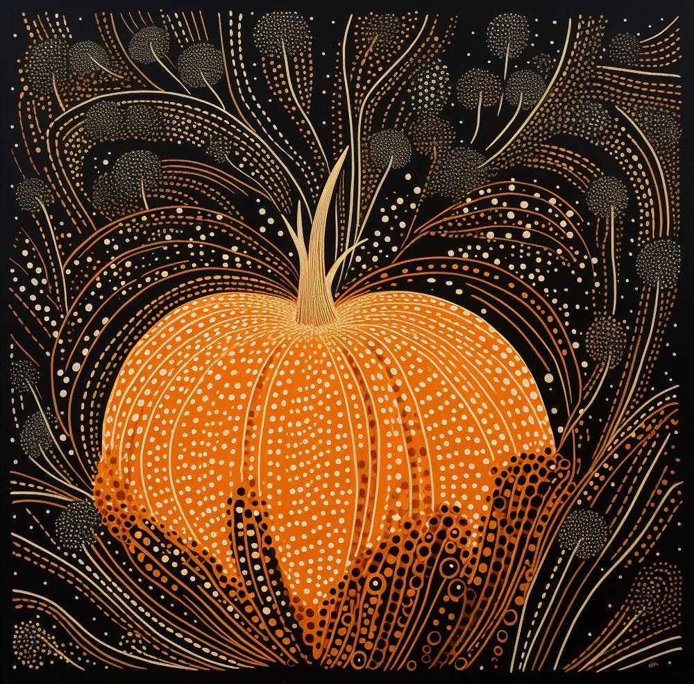 Yayoi Kusama Inspired Pumpkin Black And Orange 1