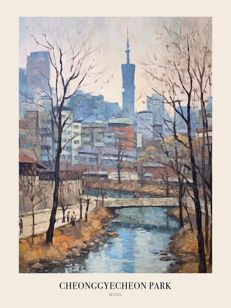 Winter City Park Poster Cheonggyecheon Park Seoul 3