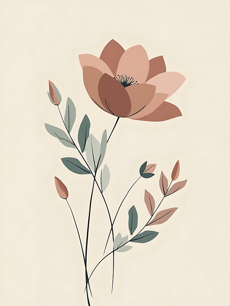 Minimalist Pastel Wildflower Illustration