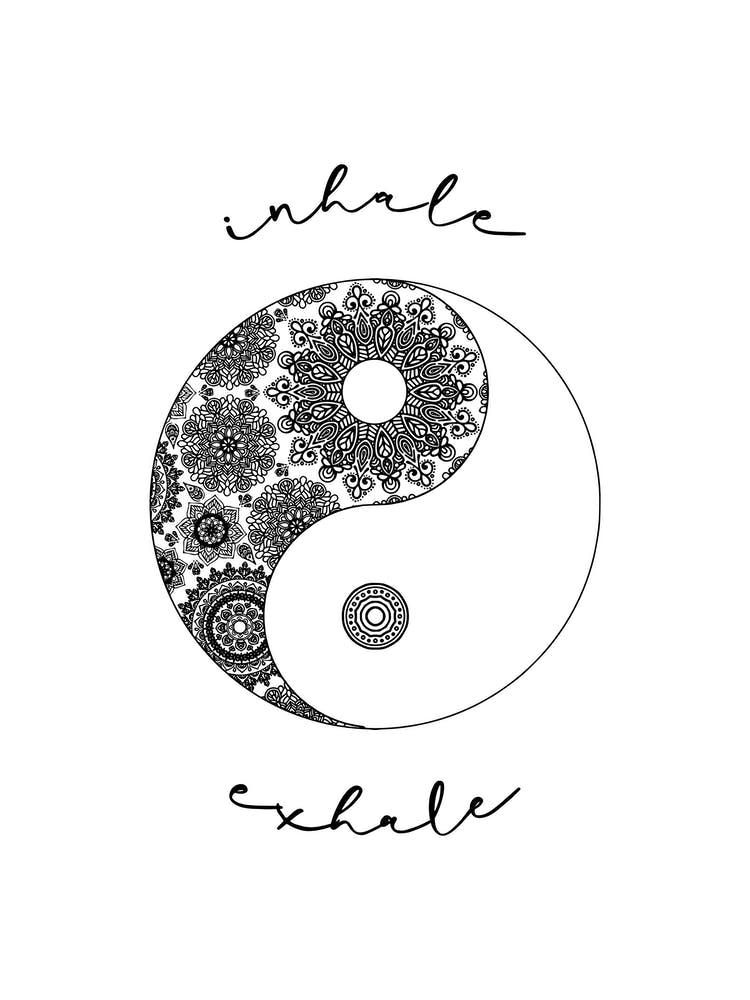 Inhale Exhale Black White Mandala