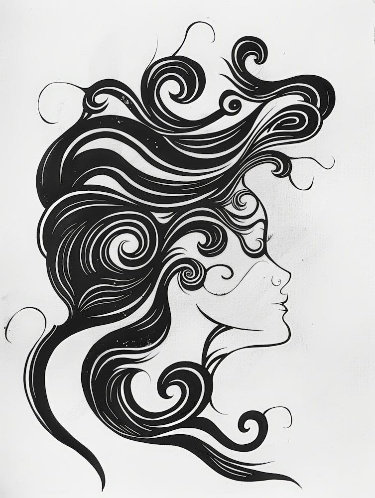 Portrait Of A Woman With Curly Hair