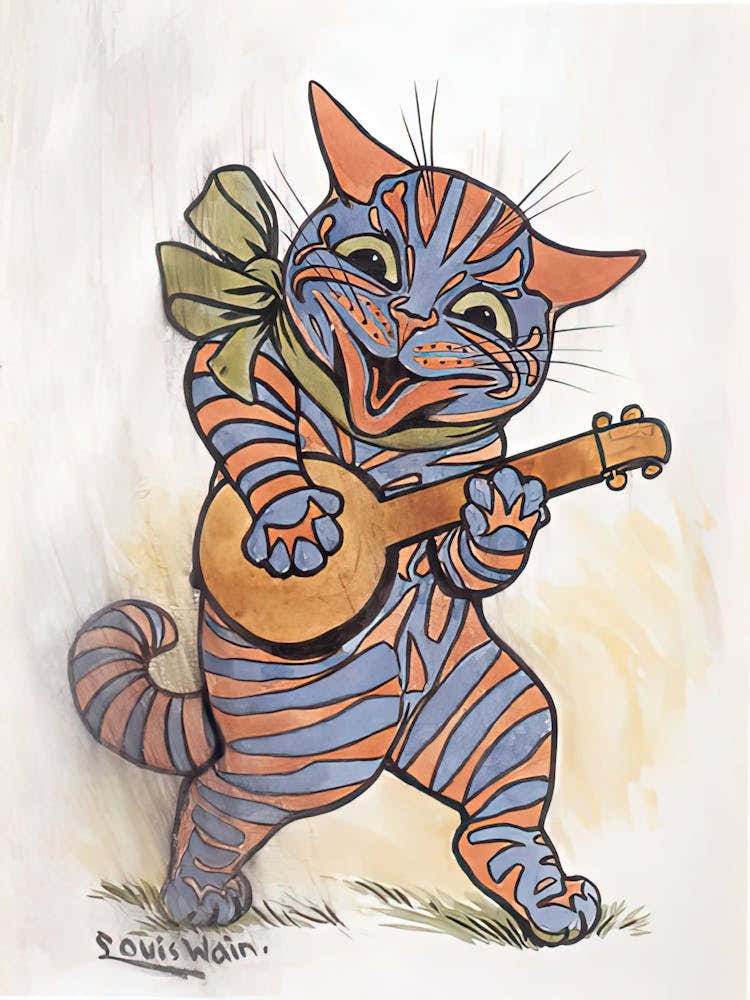 Cat With Lute, Lous Wain
