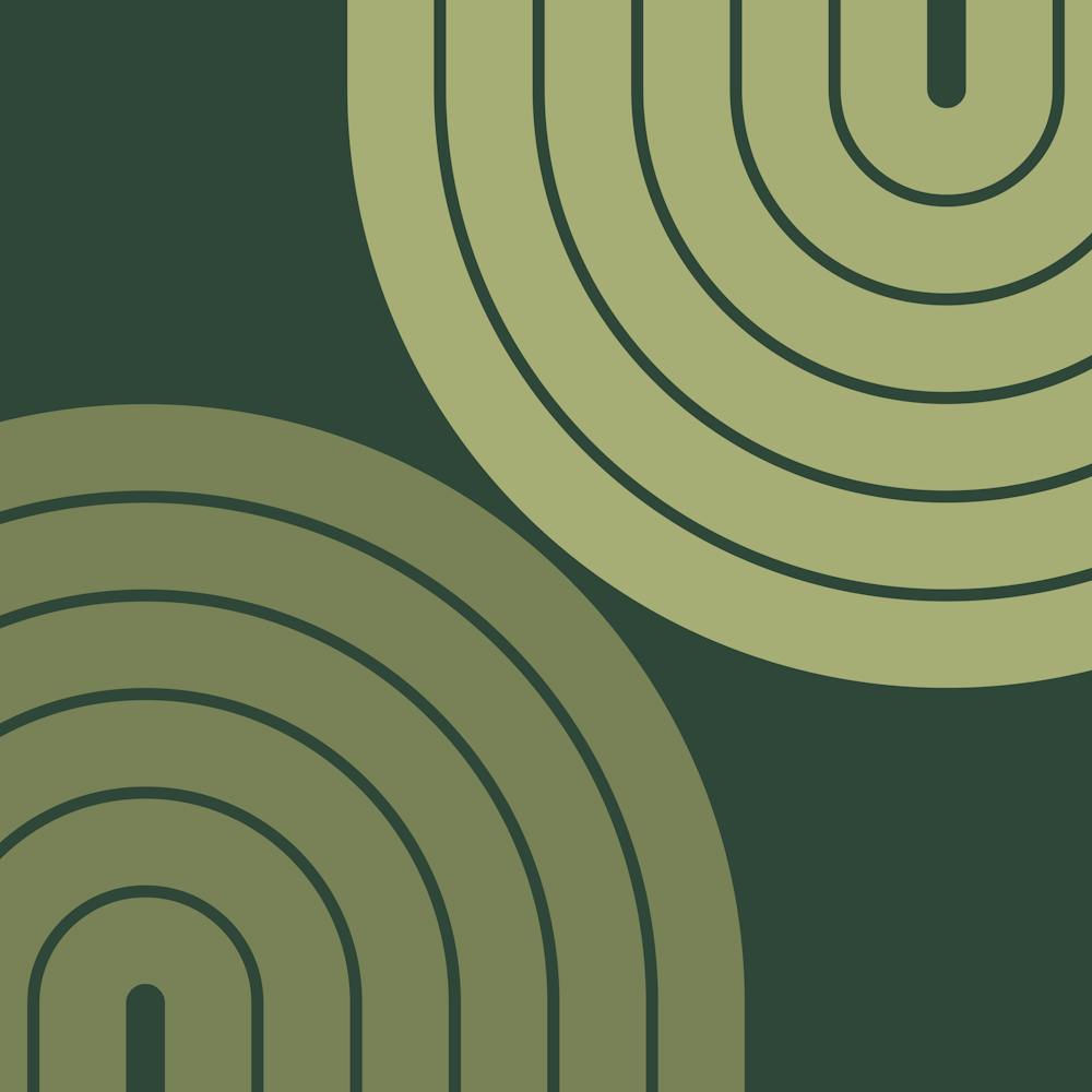 Midcentury Modern Geometric Rainbow Iviv In Sage Pine Green 02