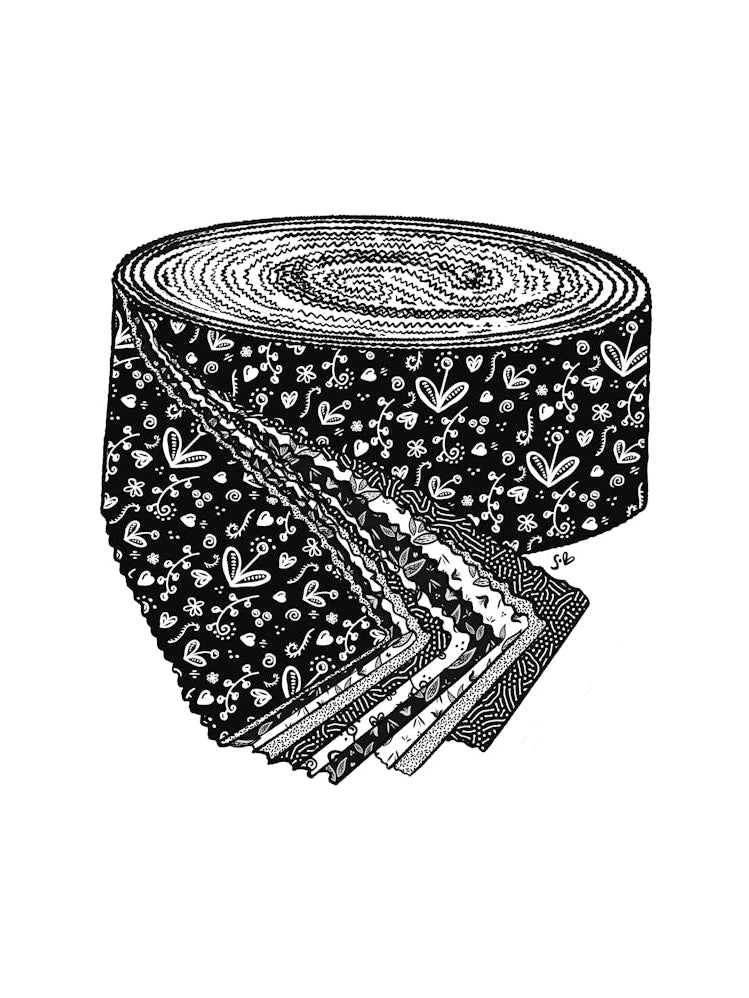 Floral Jelly Roll Fabric Black and White