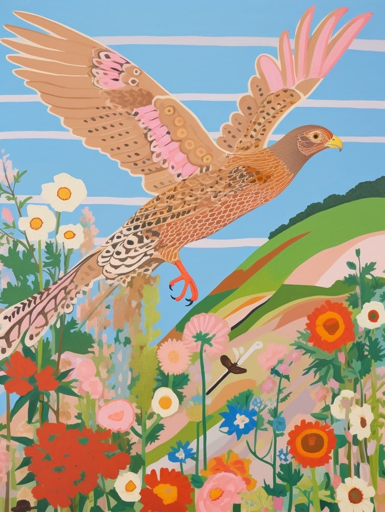 Maximalist Bird Painting Eurasian Sparrowhawk