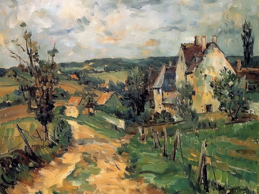 Peaceful Meadows Painting Inspired By Paul Cezanne