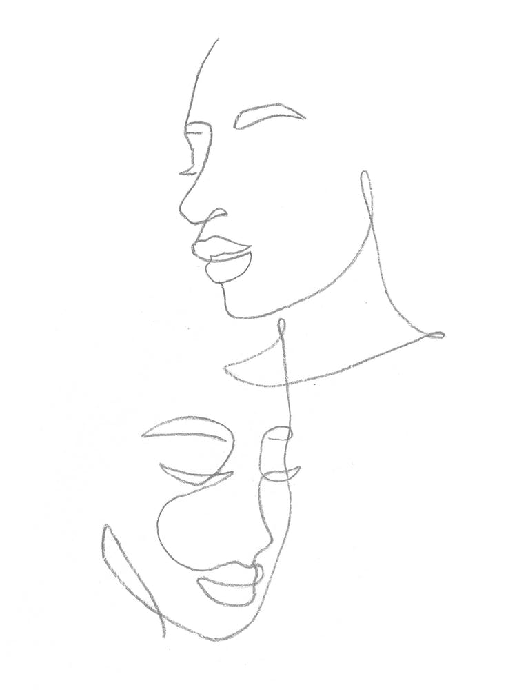 Portrait Of A Woman, line art woman faces
