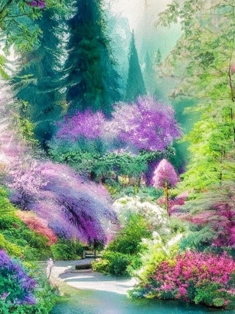 Butchart Gardens, 2, Canada Pastel Watercolour