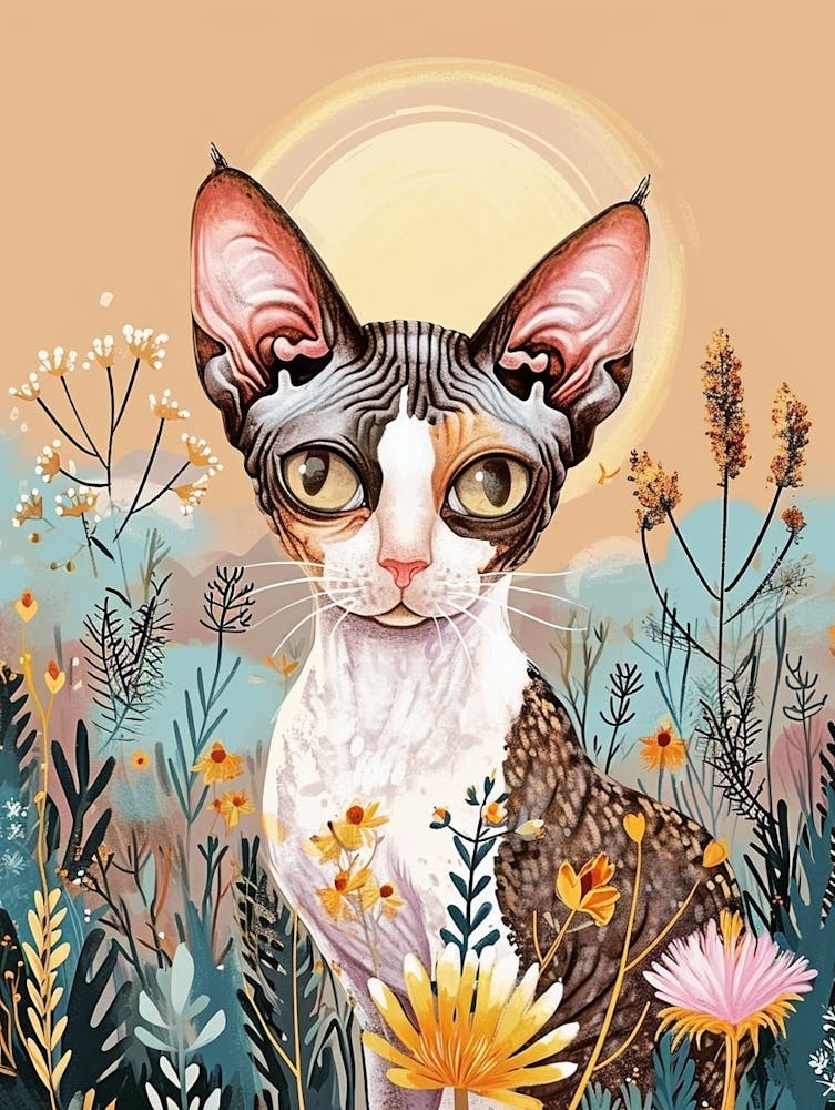Chat Devon Rex - Illustration de Livre de Contes 1