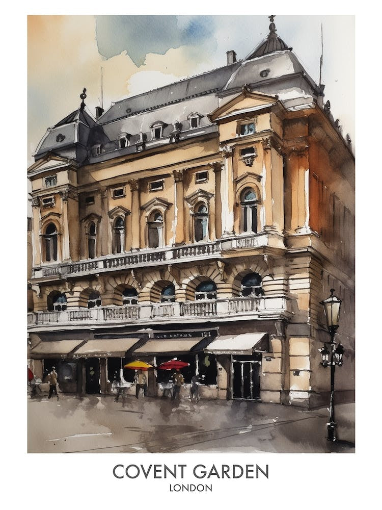 Covent Garden 4 Watercolour Travel Poster