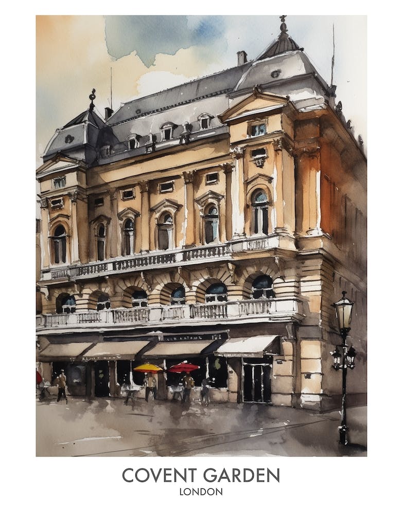 Covent Garden 4 Watercolour Travel Poster