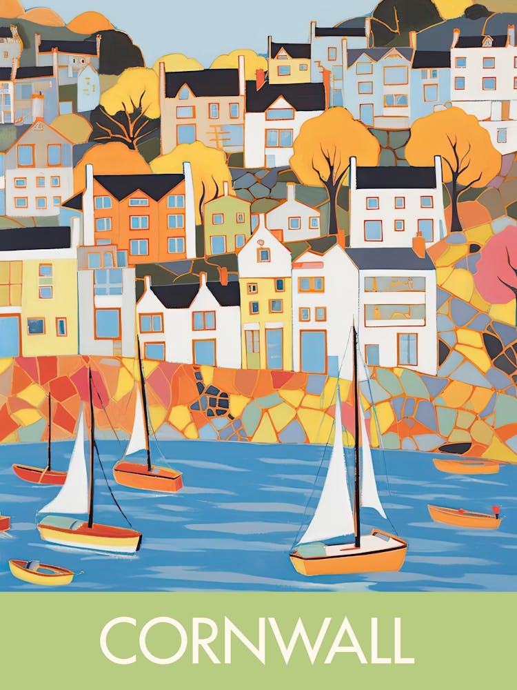 Corwall Lake England Travel Print Painting Cute