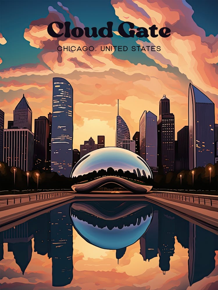 Cloud Gate Chicago The Bean Digital Travel Art