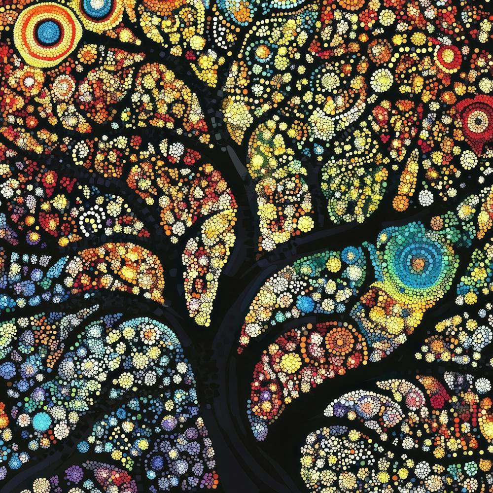 Colorful Dots and Circle of Tree 6