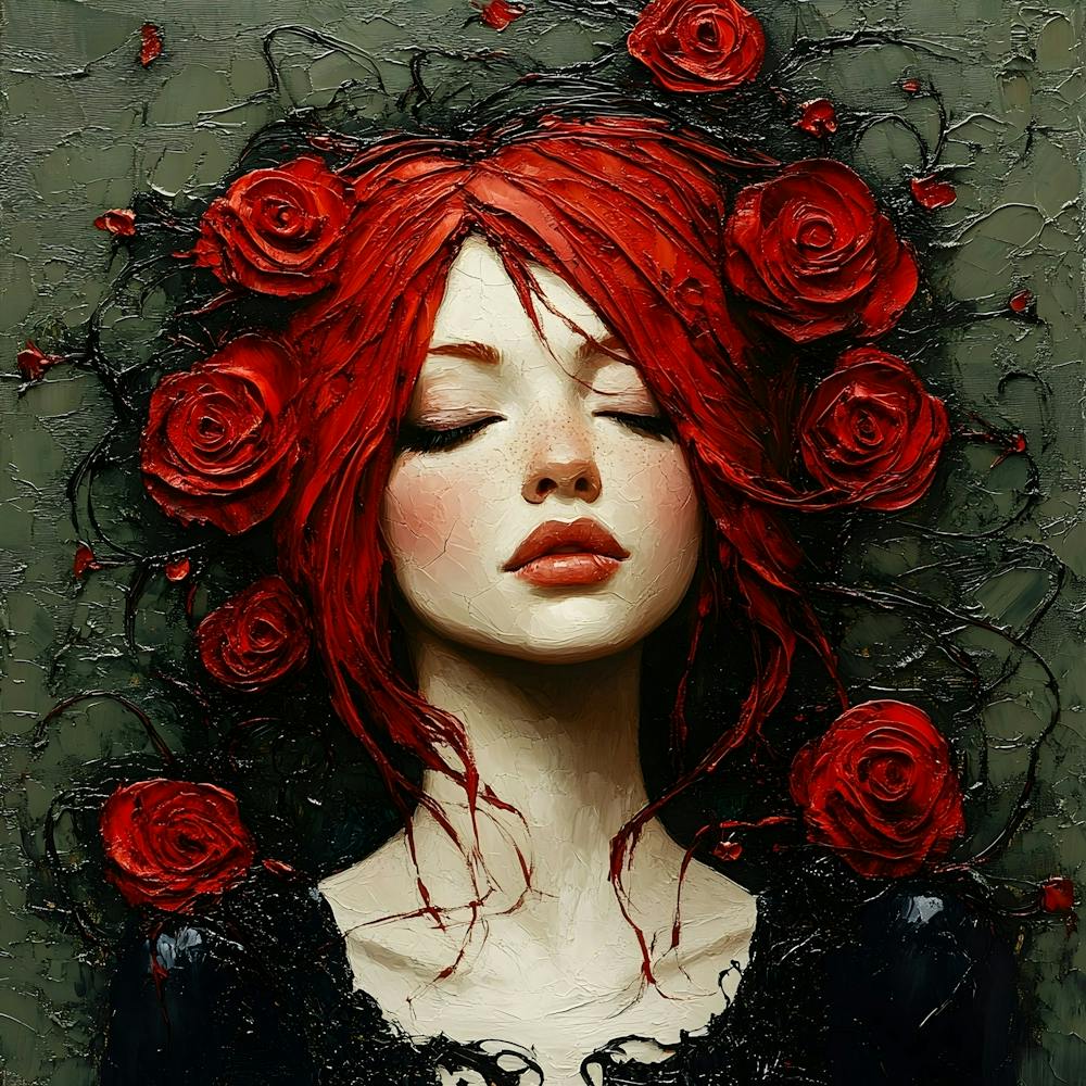 Punk Red Head With Roses 4