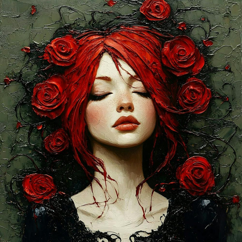 Punk Red Head With Roses 4
