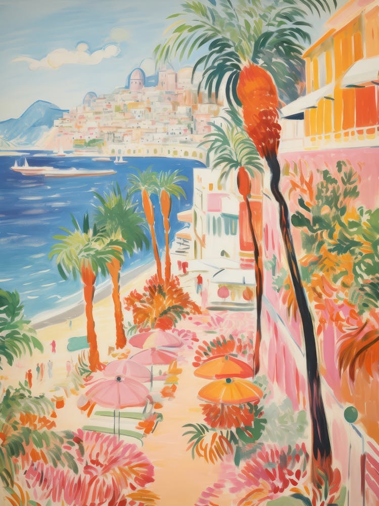 Positano, Amalfi Coast   Italy Beach Club Lido Watercolour 2