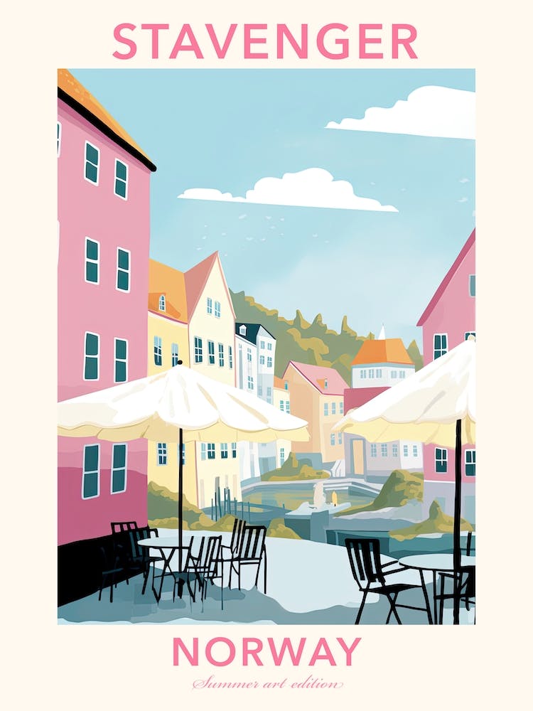 Stavenger, Norway, Flat Pastels Tones Illustration 1 Poster