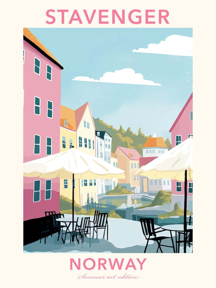Stavenger, Norway, Flat Pastels Tones Illustration 1 Poster